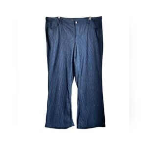 NYDJ 14W Pinstripe Wide Leg Linen Blend Jeans Trousers Pants Blue Lift Tuck